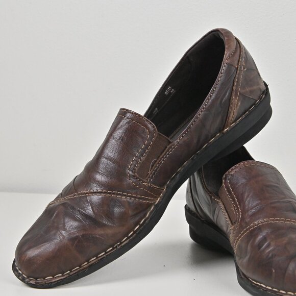 Clarks Bendables Textured Leather Comfy Brown Slip On Loafers Flat US9.5 UK7.5 - Picture 12 of 16